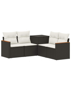 Set di divani 5 pz Nero e Bianco Crema 2