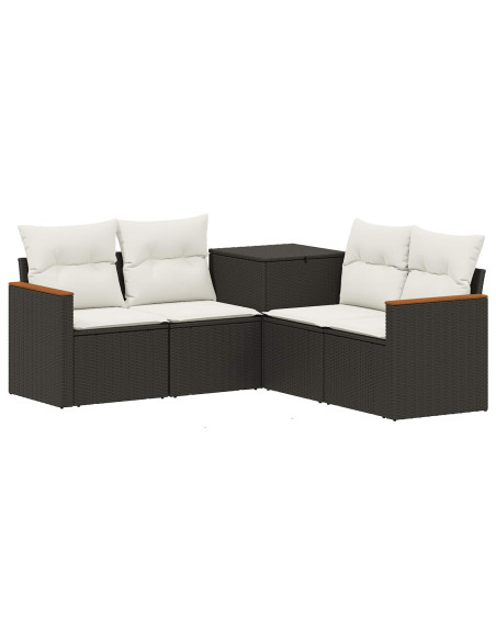 Set di divani 5 pz Nero e Bianco Crema