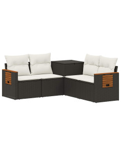 Set di divani 5 pz Nero e Bianco Crema 2