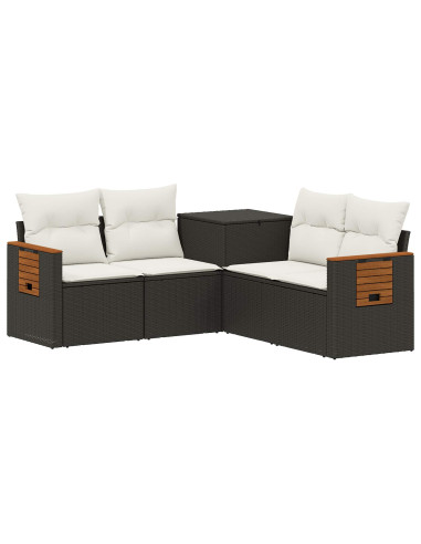 Set di divani 5 pz Nero e Bianco Crema