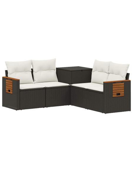 Set di divani 5 pz Nero e Bianco Crema