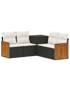 Set di divani 5 pz Nero e Bianco Crema 2