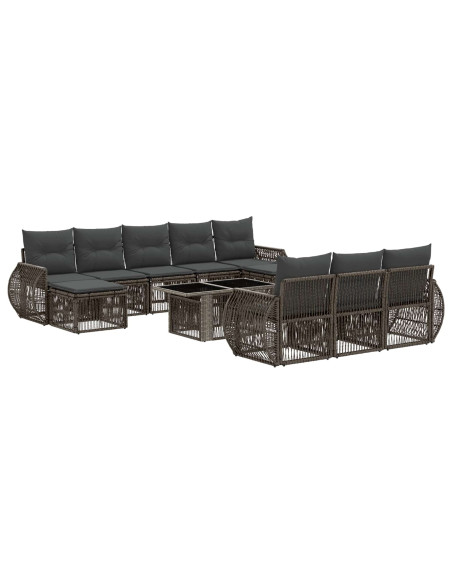 Set Divano da Giardino 11 pz Grigio e Grigio Scuro polyrattan