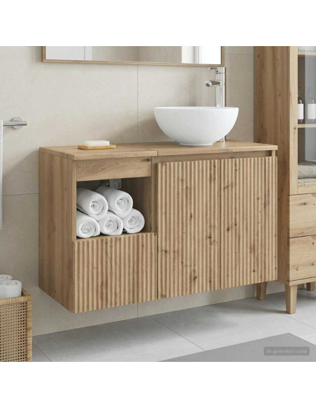 Set di mobili per il bagno 2 pz Rovere Artigianale