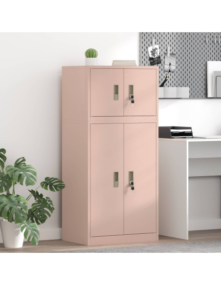 Armadio 2 pz Rosa 60 x 40 x 130 cm Acciaio Bloccabile