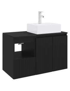 Set di mobili per il bagno 2 pz Nero Legno ingegnerizzato 2
