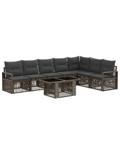 Set Divano da Giardino 8 pz Grigio e Grigio Scuro polyrattan 2