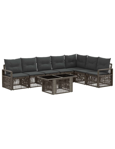 Set Divano da Giardino 8 pz Grigio e Grigio Scuro polyrattan