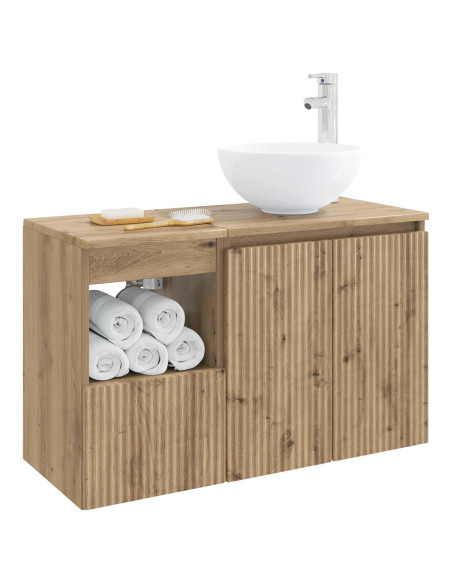 Set di mobili per il bagno 2 pz Rovere Artigianale