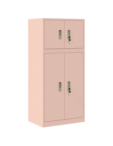 Armadio 2 pz Rosa 60 x 40 x 130 cm Acciaio Bloccabile