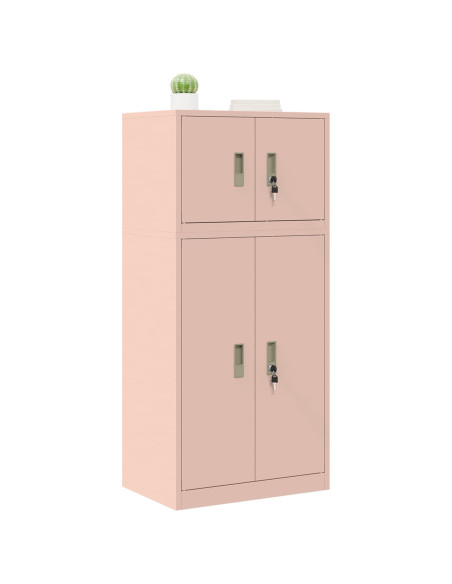 Armadio 2 pz Rosa 60 x 40 x 130 cm Acciaio Bloccabile
