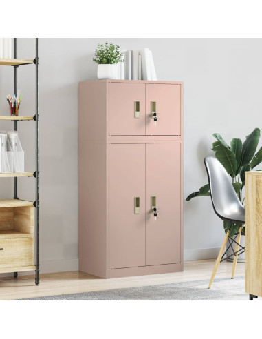 Armadio 2 pz Rosa 60 x 40 x 130 cm Acciaio Bloccabile