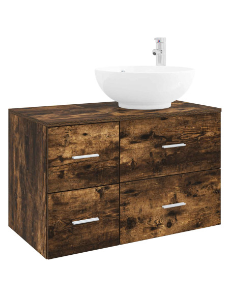 Set di mobili per il bagno 2 pz Rovere Fumo