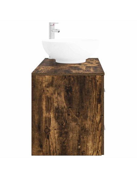 Set di mobili per il bagno 2 pz Rovere Fumo