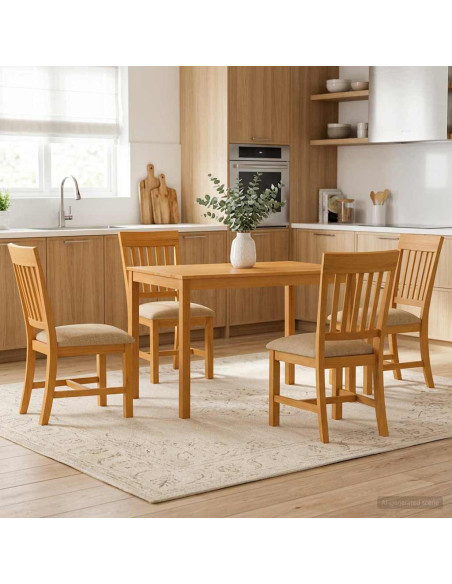 Set da pranzo 5 pz Beige Legno di Quercia Massello
