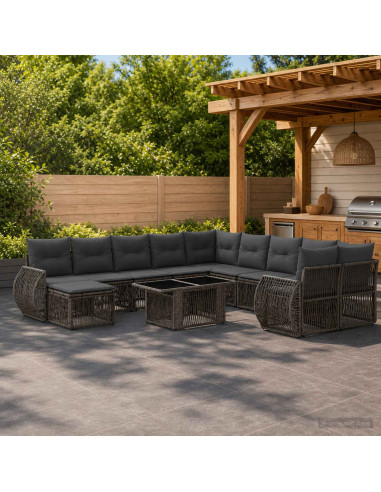 Set Divano da Giardino 12 pz Grigio e Grigio Scuro polyrattan