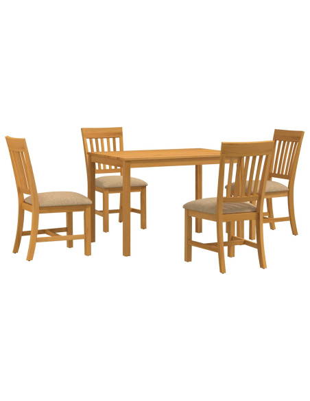 Set da pranzo 5 pz Beige Legno di Quercia Massello