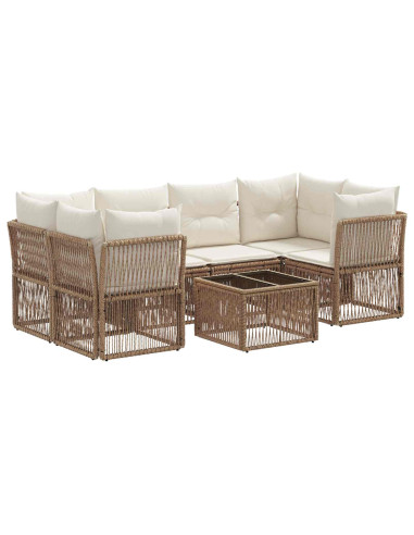Set Divano da Giardino 7 pz Beige polyrattan