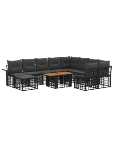Set Divano da Giardino 11 pz Nero e Grigio scuro polyrattan 2