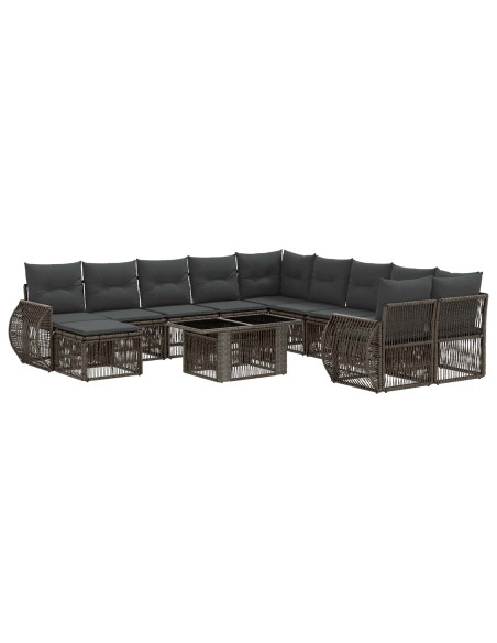 Set Divano da Giardino 12 pz Grigio e Grigio Scuro polyrattan