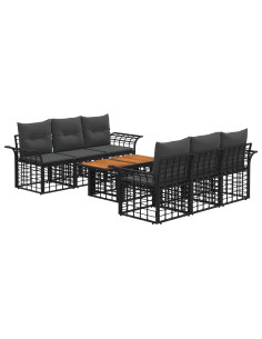 Set Divano da Giardino 7 pz Nero e Grigio scuro polyrattan 2