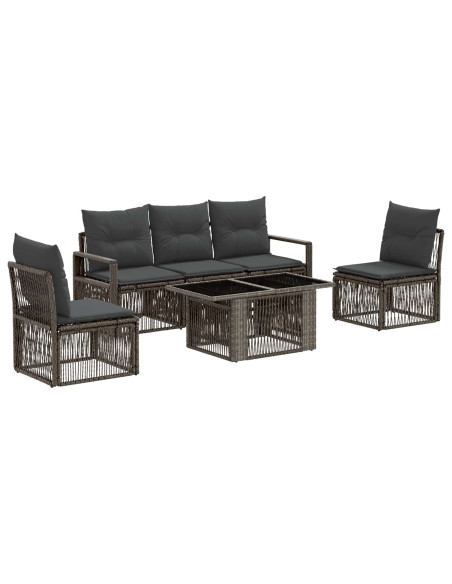 Set Divano da Giardino 6 pz Grigio e Grigio Scuro polyrattan
