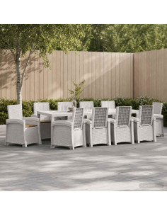 Set da Pranzo per Giardino 11 pz Bianco e Tortora PP