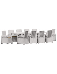 Set da Pranzo per Giardino 11 pz Bianco e Tortora PP 2