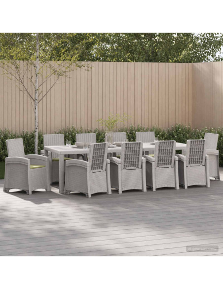 Set da Pranzo per Giardino 11 pz Bianco e Crema PP