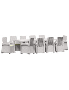 Set da Pranzo per Giardino 11 pz Bianco e Crema PP 2