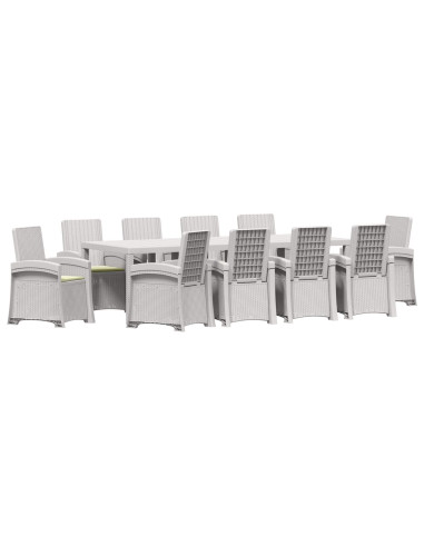 Set da Pranzo per Giardino 11 pz Bianco e Crema PP