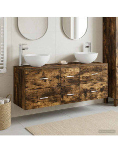 Set di Armadi da Bagno 3 pz Rovere Fumo 49,5 x 35 x 63 cm