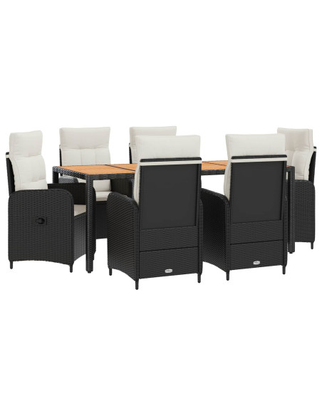 Set da pranzo per esterni 7 pz Nero e Bianco Crema
