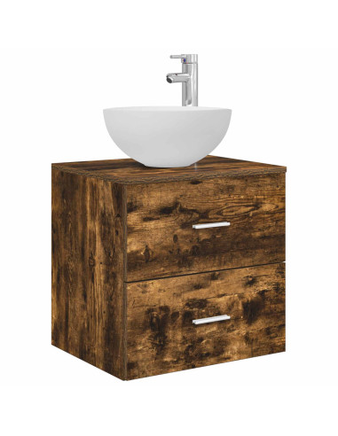 Set di Armadi da Bagno 3 pz Rovere Fumo 49,5 x 35 x 63 cm