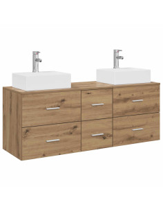Set di Armadi da Bagno 3 pz Rovere Artigianale 2