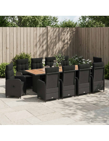 Set da pranzo per esterni 11 pz Nero polyrattan
