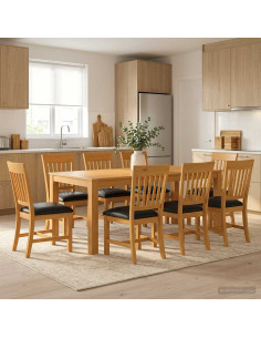 Set da pranzo 9 pz Nero Legno di Quercia Massello