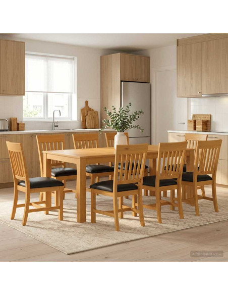 Set da pranzo 9 pz Nero Legno di Quercia Massello
