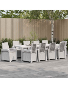 Set da Pranzo per Giardino 11 pz Bianco e Grigio Chiaro PP