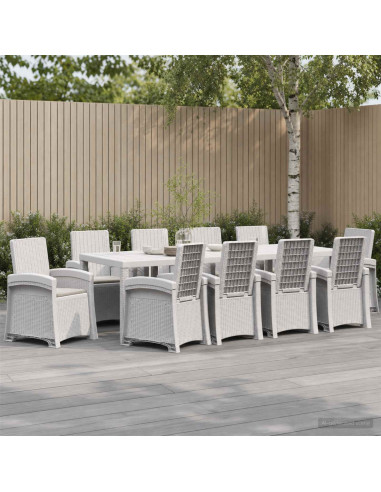 Set da Pranzo per Giardino 11 pz Bianco e Grigio Chiaro PP