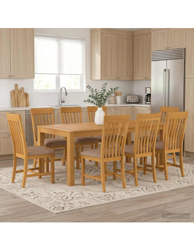 Set da pranzo 9 pz Grigio Legno di Quercia Massello