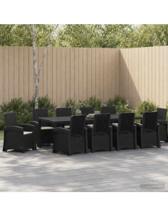 Set da Pranzo per Giardino 11 pz Antracite e Crema PP