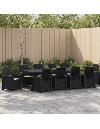 Set da Pranzo per Giardino 11 pz Antracite e Crema PP