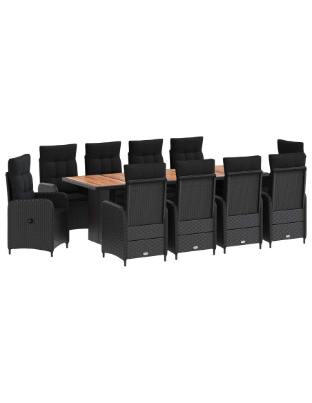 Set da pranzo per esterni 11 pz Nero polyrattan