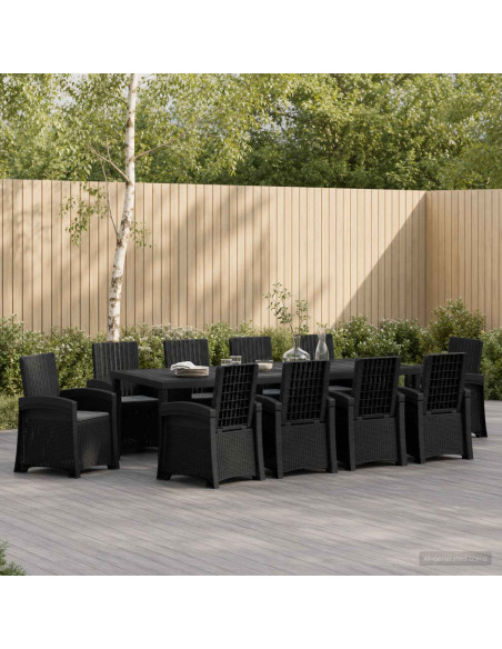 Set da Pranzo per Giardino 11 pz Antracite PP