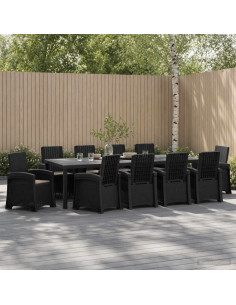 Set da Pranzo per Giardino 11 pz Antracite e Tortora PP
