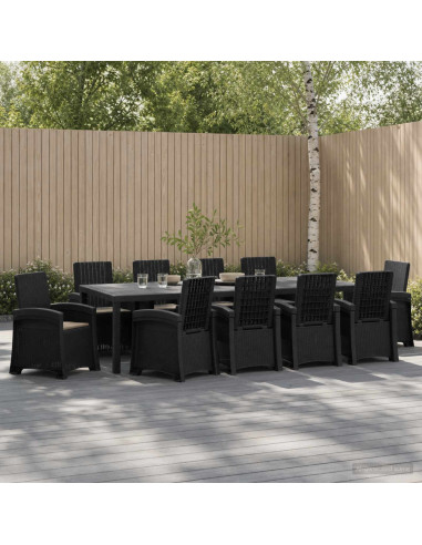 Set da Pranzo per Giardino 11 pz Antracite e Tortora PP