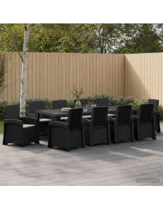 Set da Pranzo per Giardino 11 pz Antracite e Grigio chiaro PP