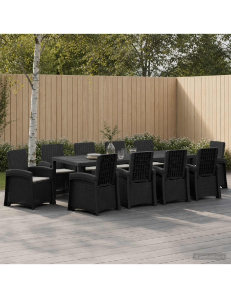 Set da Pranzo per Giardino 11 pz Antracite e Grigio chiaro PP