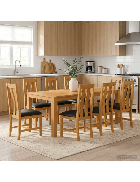 Set da pranzo 9 pz Nero Legno di Quercia Massello